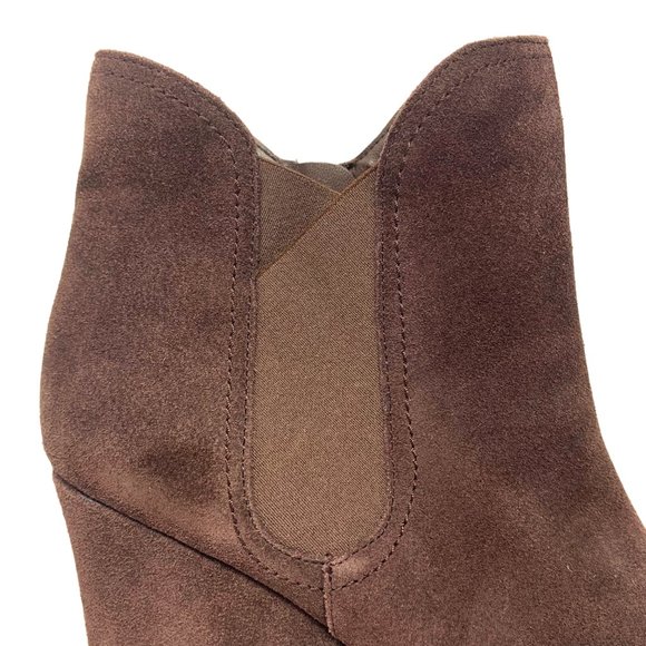 VANELI‎ Jara Chocolate Suede High Wedge Zip Booties - Picture 6 of 11